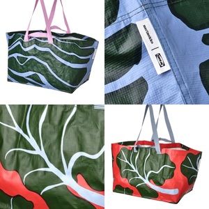 2 Marimekko for Ikea Bastua Bags Red Leaf Blue Green
